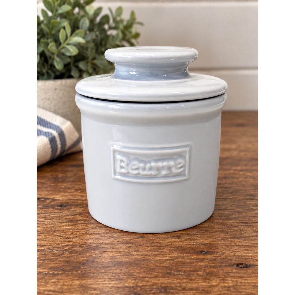 Butter Bell Crock by L Tremain White Ceramic French Butter Keeper Beurre